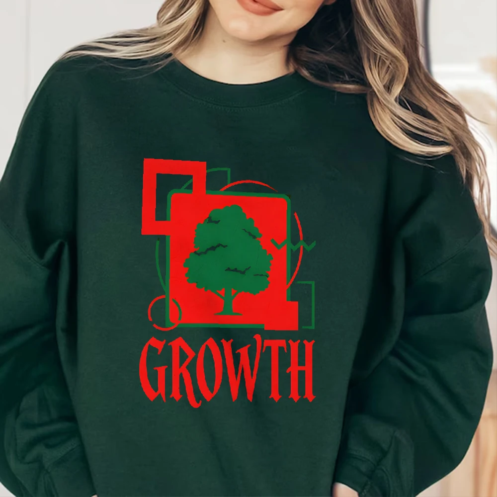 

Fashionable 100% Cotton Hoodie Comfortable Soft Breathable Loose Fit Sweatwear Gift For Her Growth Red Green Stylish Pullover