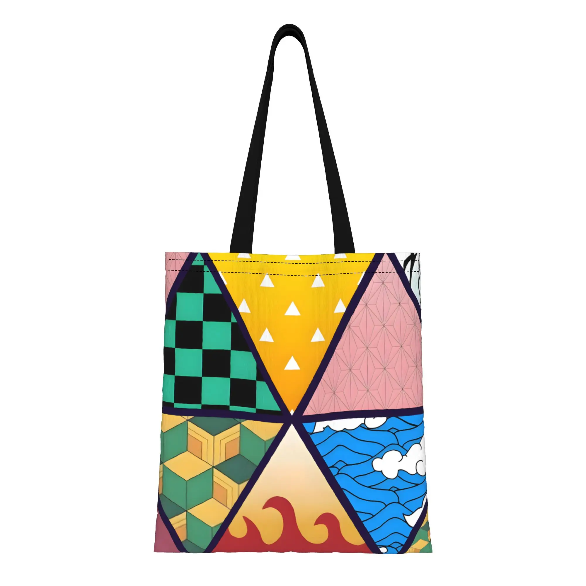 1PC Large Capacity Slayer Corps Clothes Demon Slayer Canvas Tote Bag Foldable Chic Pattern No Closed Design
