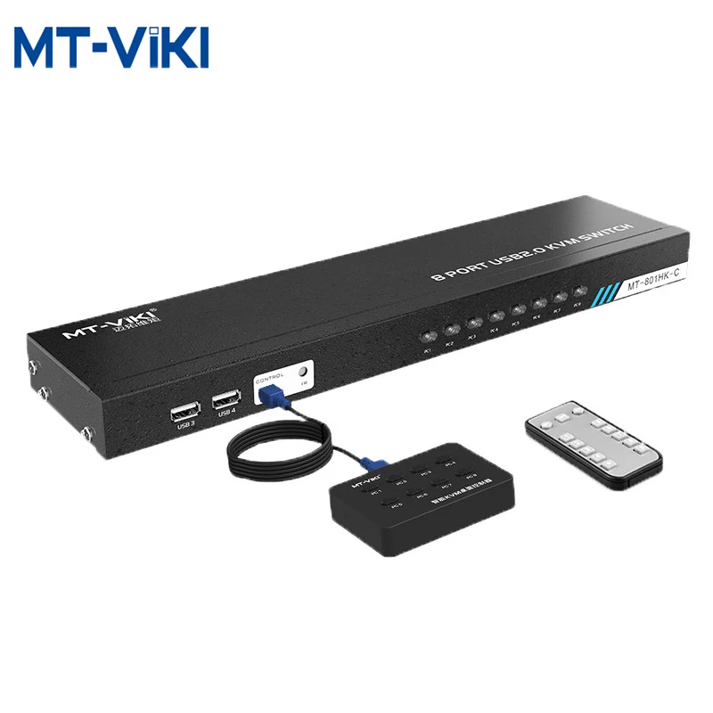 MT-VIKI Hd HDMI KVM Switch PC laptop Shared usb keyboard Mouse display  8 in 1 out With infrared remote control switching