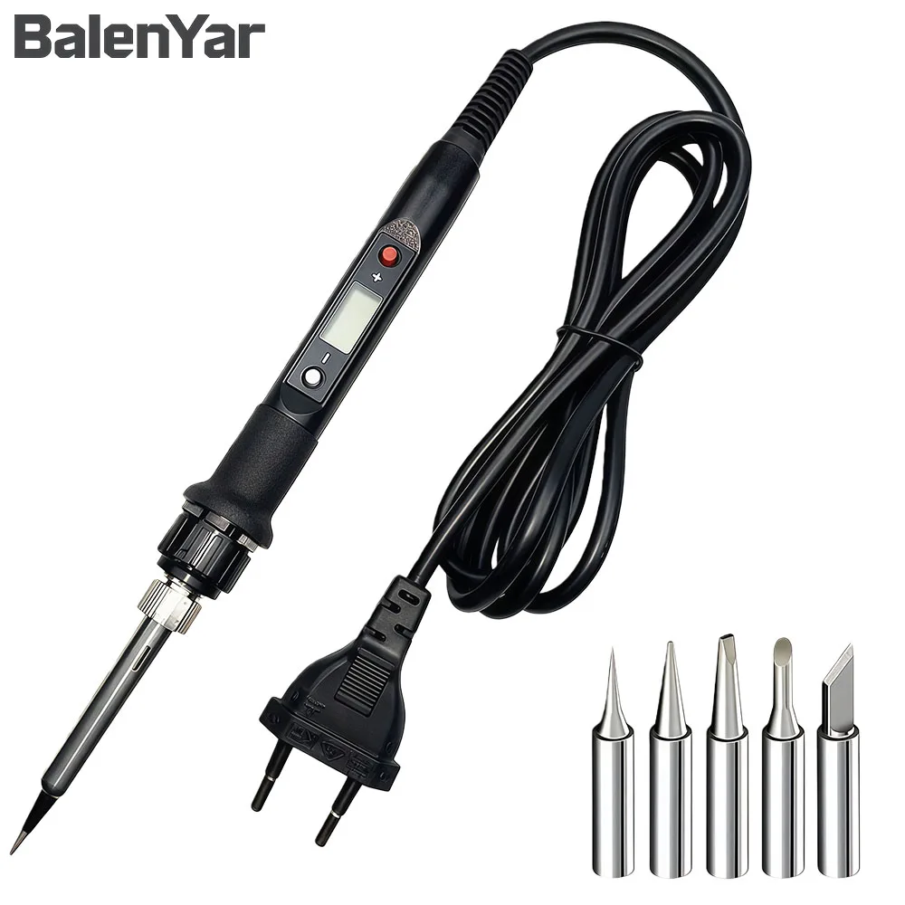 

Набор для пайки BalenYar 80W с регулировкой температуры 180-480°C ° Паяльник C с 5 насадками, для ремонта электроники, с противоскользящей ручкой