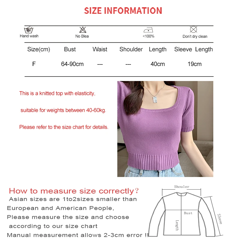 HELIAR Women Summer Square Collar Solid Casual Top Beach Short Sleeve Knitted Crop Tops Striped Slim Y2K Shirts Tee Spring