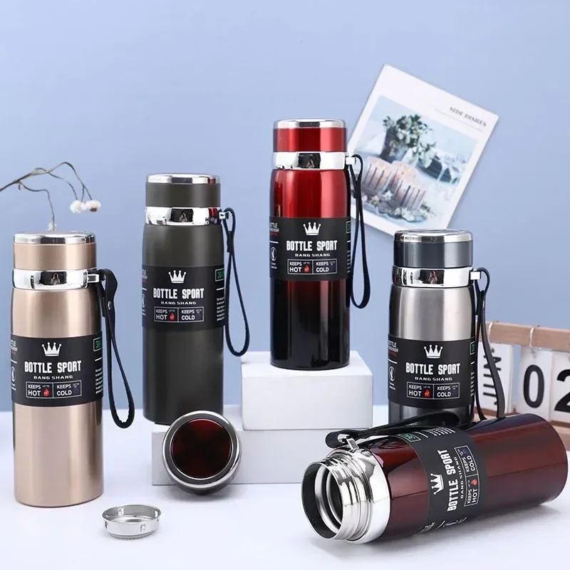 800/1000ml Thermal Water Bottle Thermos Vacuum Flask Double Stainless Steel Coffee Tea Insulated Cup Leakage-proof for Office