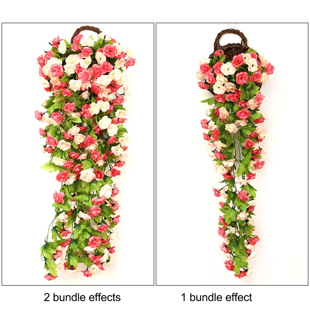 Artificial Flowers Rattan Fake Plants Vine Decoration Wall Hanging Roses Home Decor Accessories Wedding Decorative Wreath