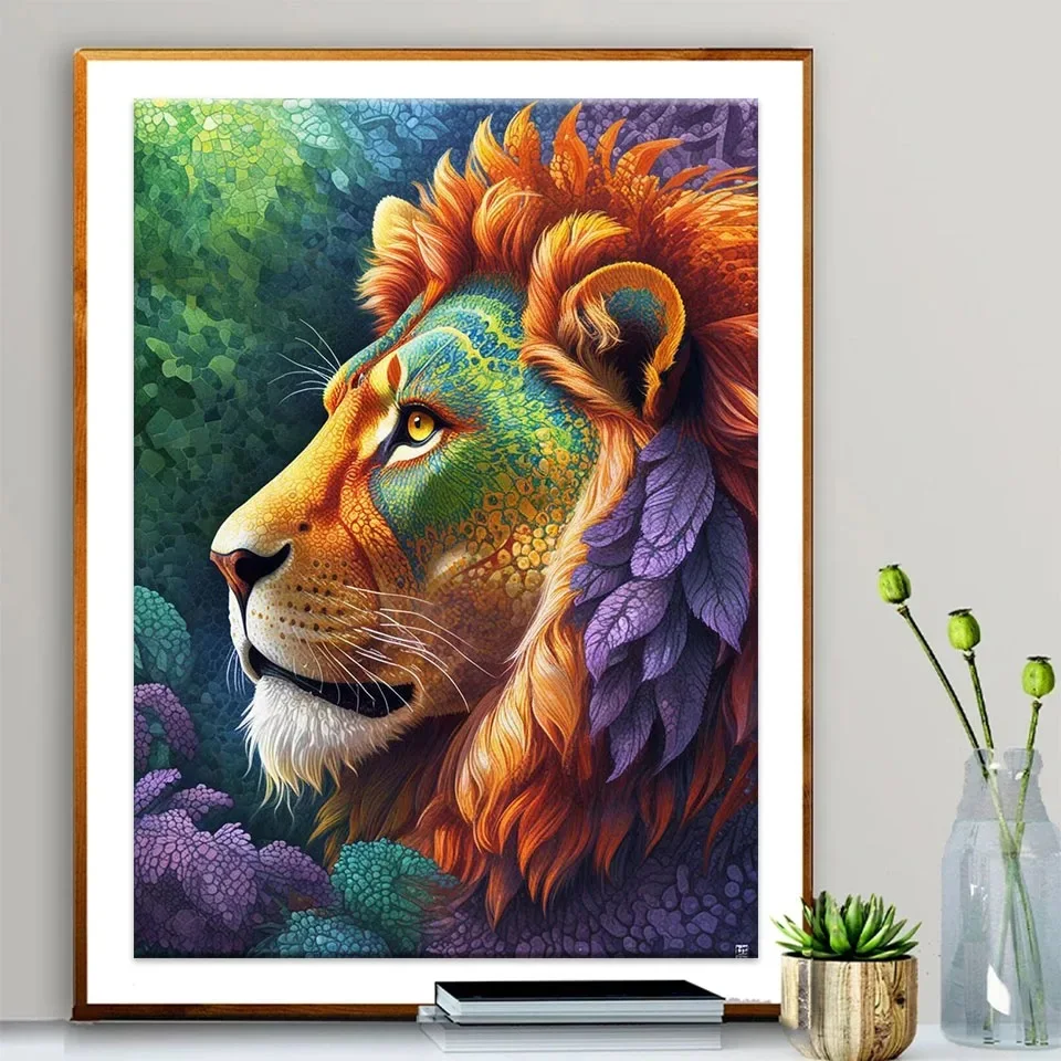 5D Diamond Mosaic Colored Animal Landscape Rhinestones Diamond Painting Big Lion And Deer Diamond Embroidery New Arrival