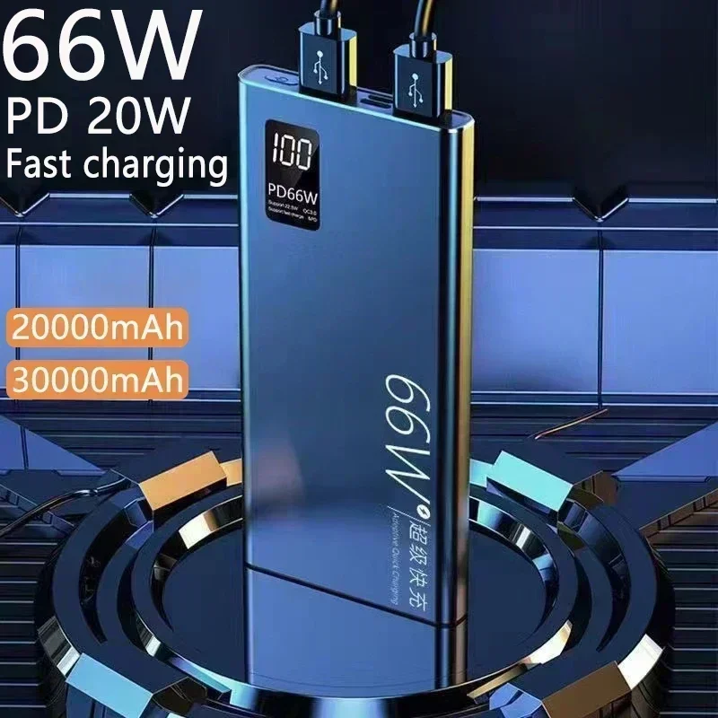 Power Bank 30000 мАч 66 Вт Сверхбыстрая зарядка для iPhone 15 13 14 Huawei Xiaomi Samsung PD 20 Вт Внешнее зарядное устройство Powerbank