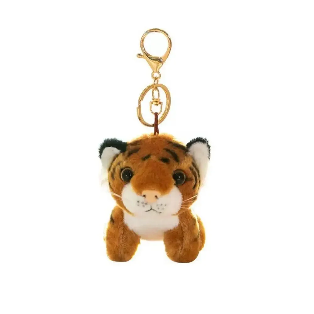 Cartoon Plush Keyring Stuffed Animal Tiger Toys Soft Animal Charm Cute Key-Rings Children's Bag Purse Backpack Wallet Keychains