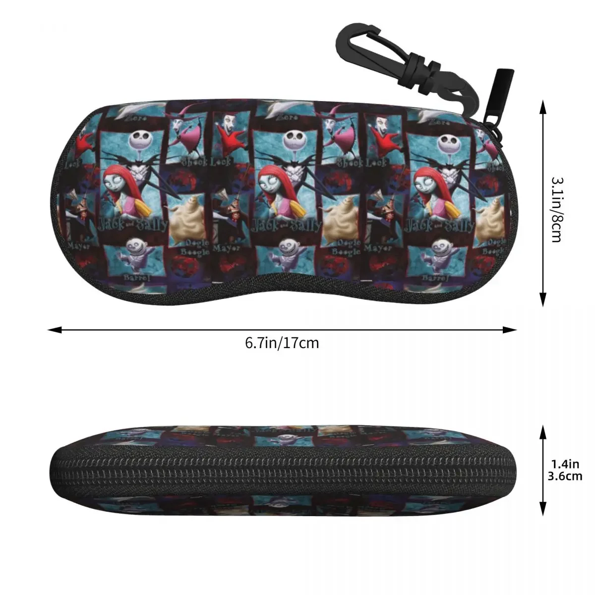 Custom Halloween Horror Skull Jack Sally In Love Shell Glasses Case Unisex Christmas Eyeglasses Case Sunglasses Protector Box