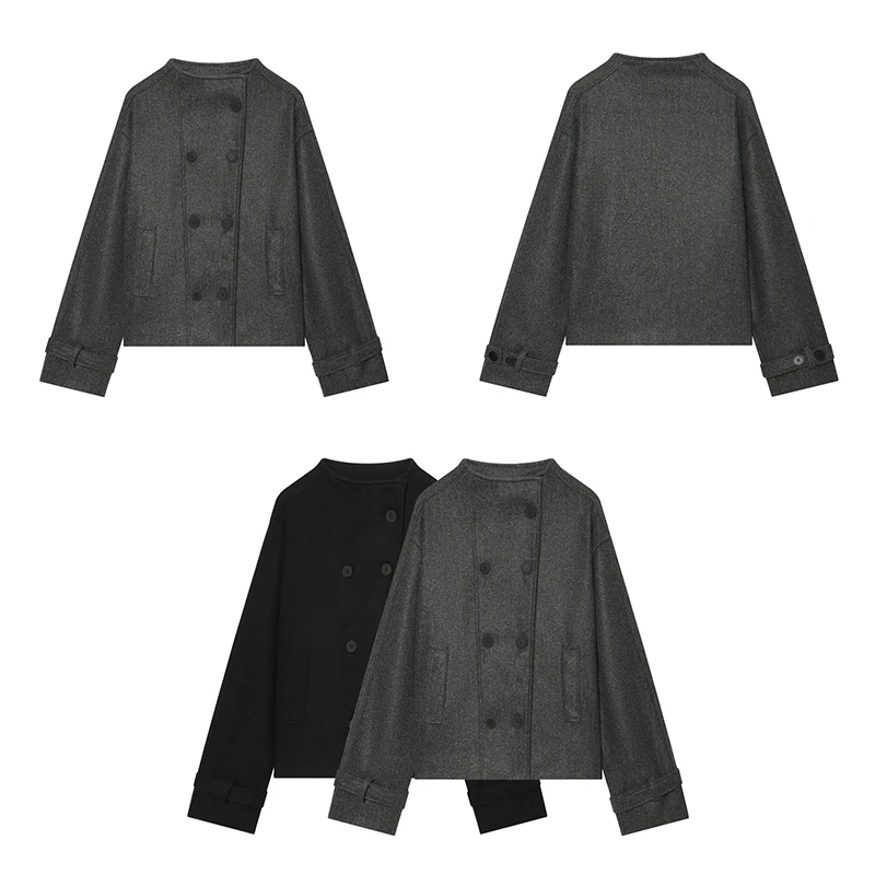 Guobioziy Women's Slim-Fit Wool Coat 2026 Spring-Autumn New French Casual Fashion Trend Daily Tassel Punk Commuter Street Style