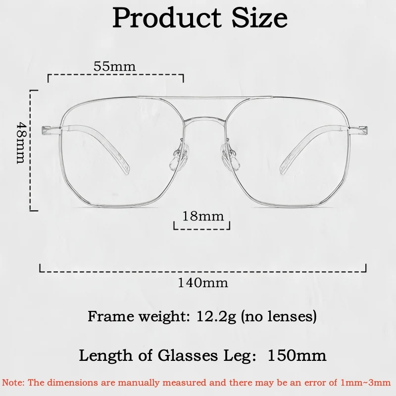 YIMARUILI Fashion Trend Men's Pilot Glasses High Quality Pure Titanium Ultra Light Flexible Double Beam Retro Eyeglasses Frame