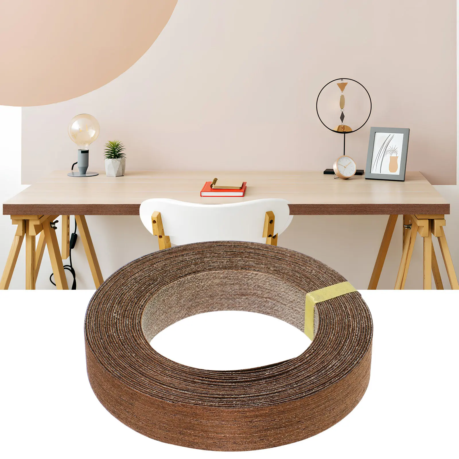 Wood Edge Banding Sturdy Veneer Roll Fine Grain Wood Strips Flexible Edging for Cabinet Repairs Furniture Edge Banding