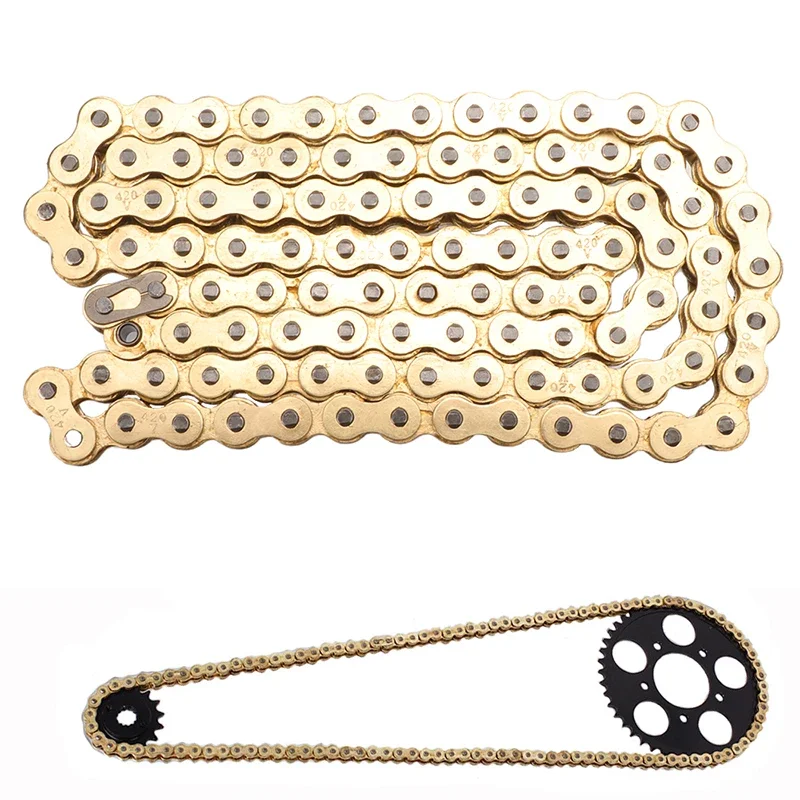 

Цепь сальника 420 104л/106л, звенья, золотое уплотнительное кольцо, звено приводной цепи для мотоцикла, 50cc-150cc, ATV Quad Pit Dirt Bike Chains, детали цепей