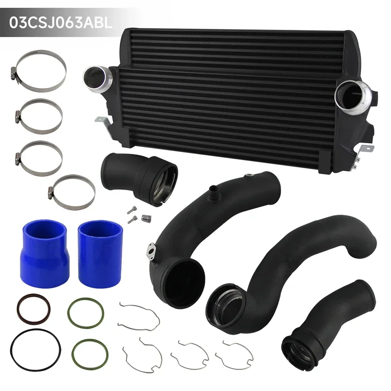 Intercooler Tube & Fin w/ Charge Pipe Kit + Boost Pipe For BMW 535i 640i 740i N55 Aluminum Performance Upgrade Black/Blue/Red