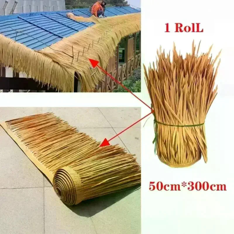 Simulated Thatch Roof Roll Artificial Straw Roof Decoration For Patio Balcony Restaurant Landscaping Decor Garden