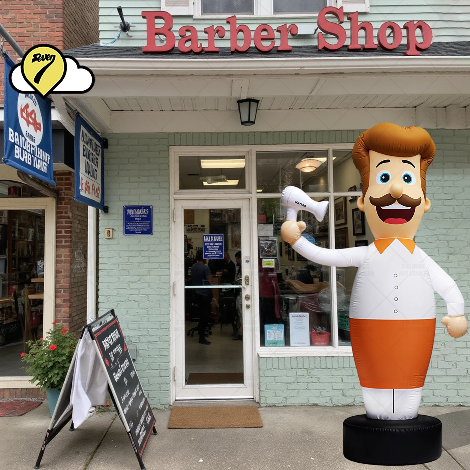 3M Customized Hair Salon Inflatable Hairdresser Holding a Hair Dryer Wavering arm Tube Man Advertising Decor for Beauty salon