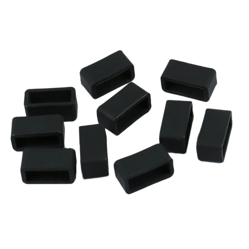 Universal Silicone Watch Band Loops Black Strap Retainer for 20mm 22mm Watch Sports Accessory