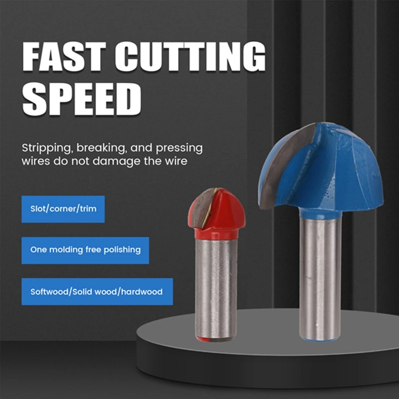3Pcs Router Bits , 1/2Inch Shank Core Box Router Bit Set,Diameter 3/4Inch, 1-1/4Inch, 1-5/8Inch Round Nose Bit Set