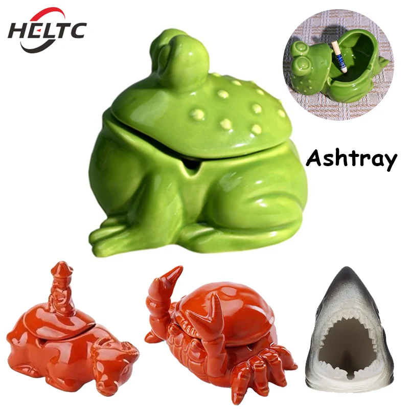 Cute Ceramic Frog Crab Ashtray Tea Pet Table Accessories Living Room Desktop Interior Decoration Frog Statue Art Gift