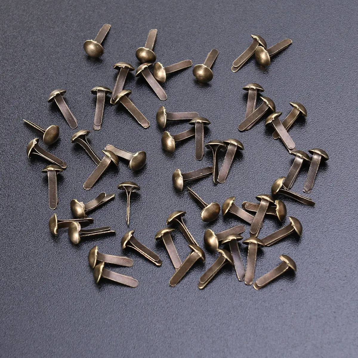 

100Pcs Electroplated Two Leg Brads Mini Iron Brads 4.5x8mm Bronze for Paper Crafts DIY Scrapbooking Office Decoration Metal