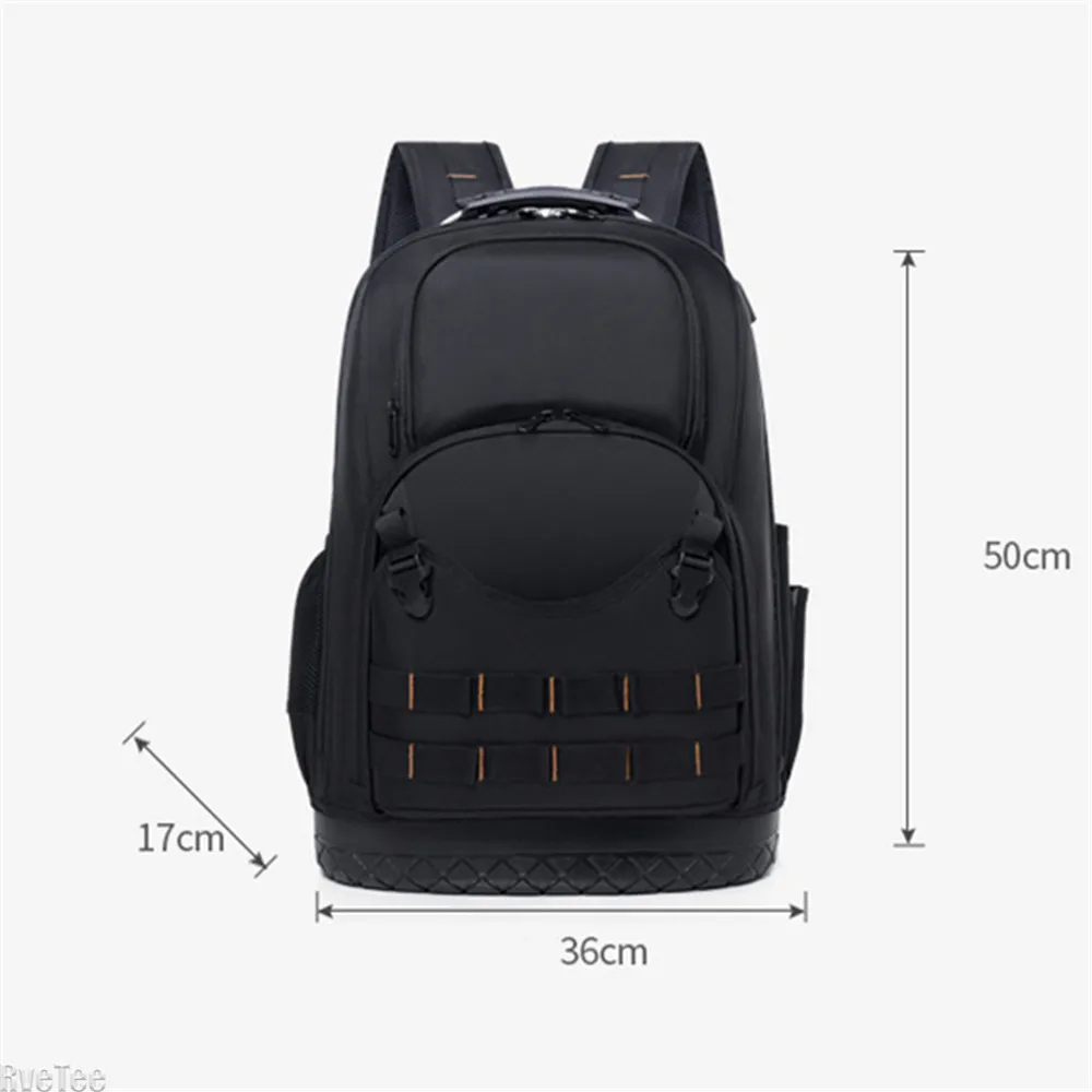 New Tool Backpack with Plastic Bottom Insert Pockets Large Transparent Zipper Pocket Tool Organizer for Electrician Tools