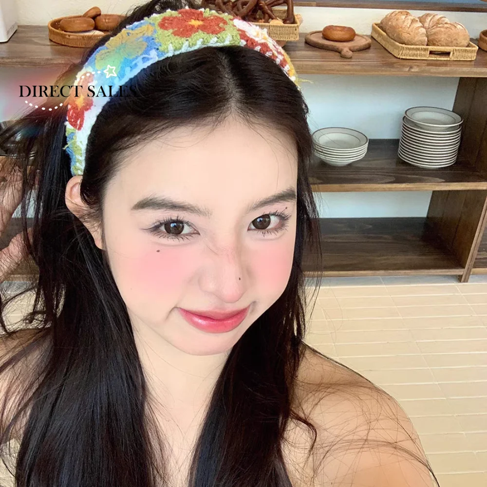 

Bohemian Style Floral Knitted Hairband Hollow Out Colorful Embroidered Crochet Headband Headwear Hair Accessories