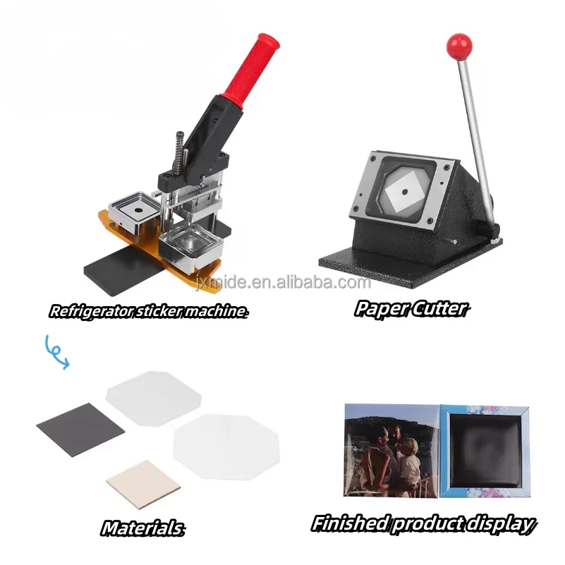 Wholesale 50*50mm Tourist Souvenir Square Fridge Magnet Machine Kit Machine + Paper Cutter + 1000 Pcs Fridge Magnet Materials