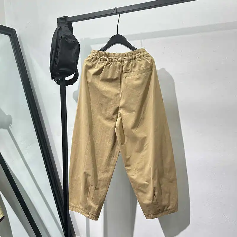 PFNW Spring Chic Simple Ins Tide Cargo Pressed Pleat Splicing Khaki Harem Pants Layered Casual Trousers Spring 2025 New 12C2293