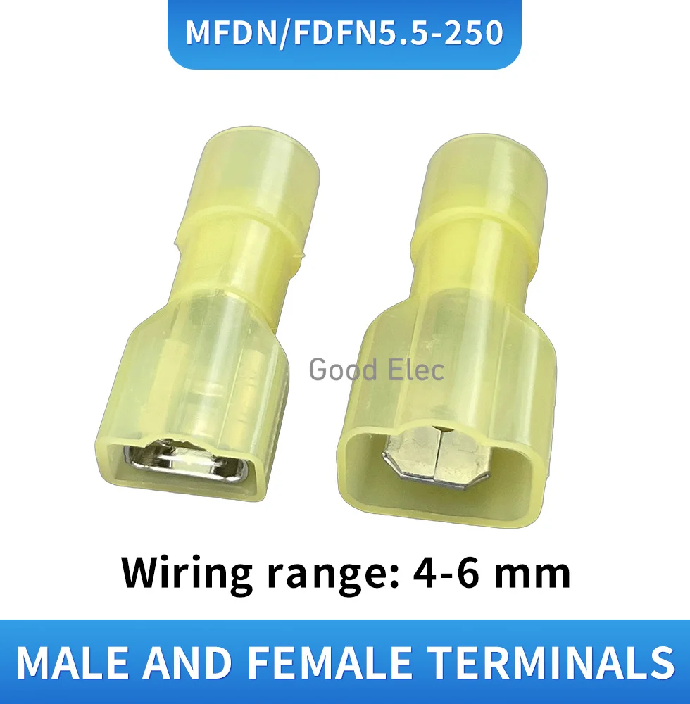 50pcs 25sets /10pcs 5sets MDFN FDFN MDFN+FDFN NYLON brass Male Female male Insulated Spade joint Connector Crimp Terminal