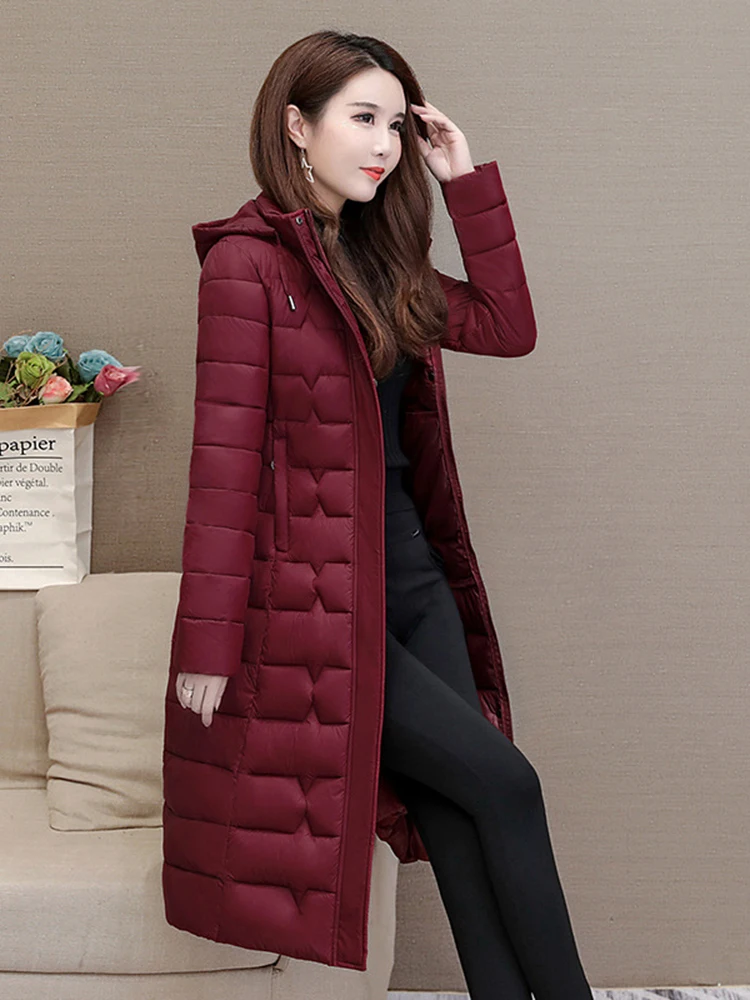 

Autumn Winter Coats Woman Jackets 2023 Long Parkas Warm Thick Cotton Padded Jacket Hooded Fashion Slim Solid Female Clothes