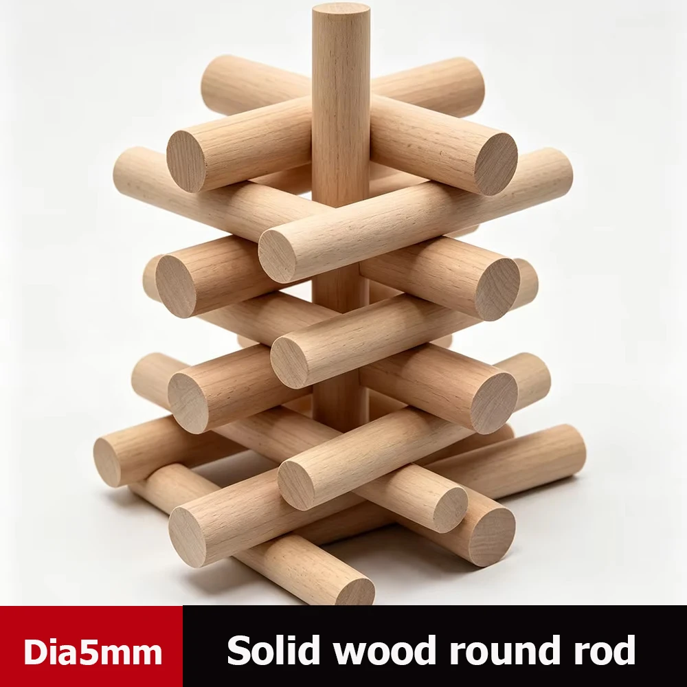 50-100Pcs  Dia5mm Solid Round Wood Length 50mm-400mm DIY Construction Material Building Model Fine Wooden Strips