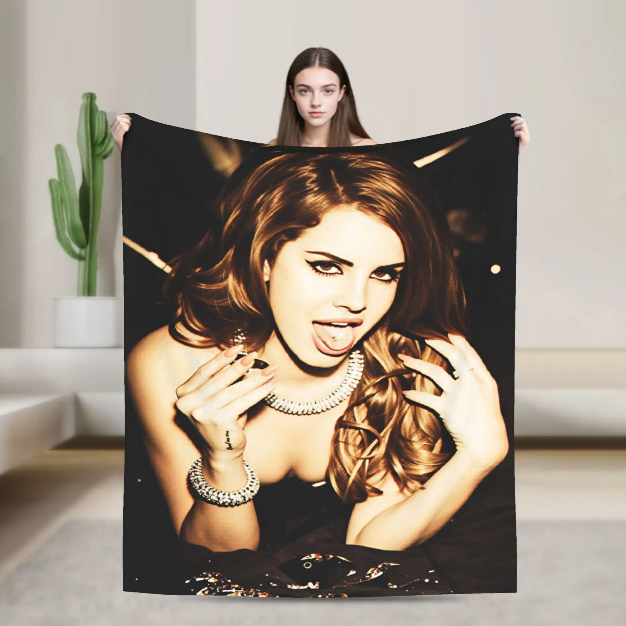 Hot Singer Lana Del Rey Soft Warm Blanket  Children Plush Throw Blanket Funny Bedroom Flannel Bedspread Sofa Bed Cover
