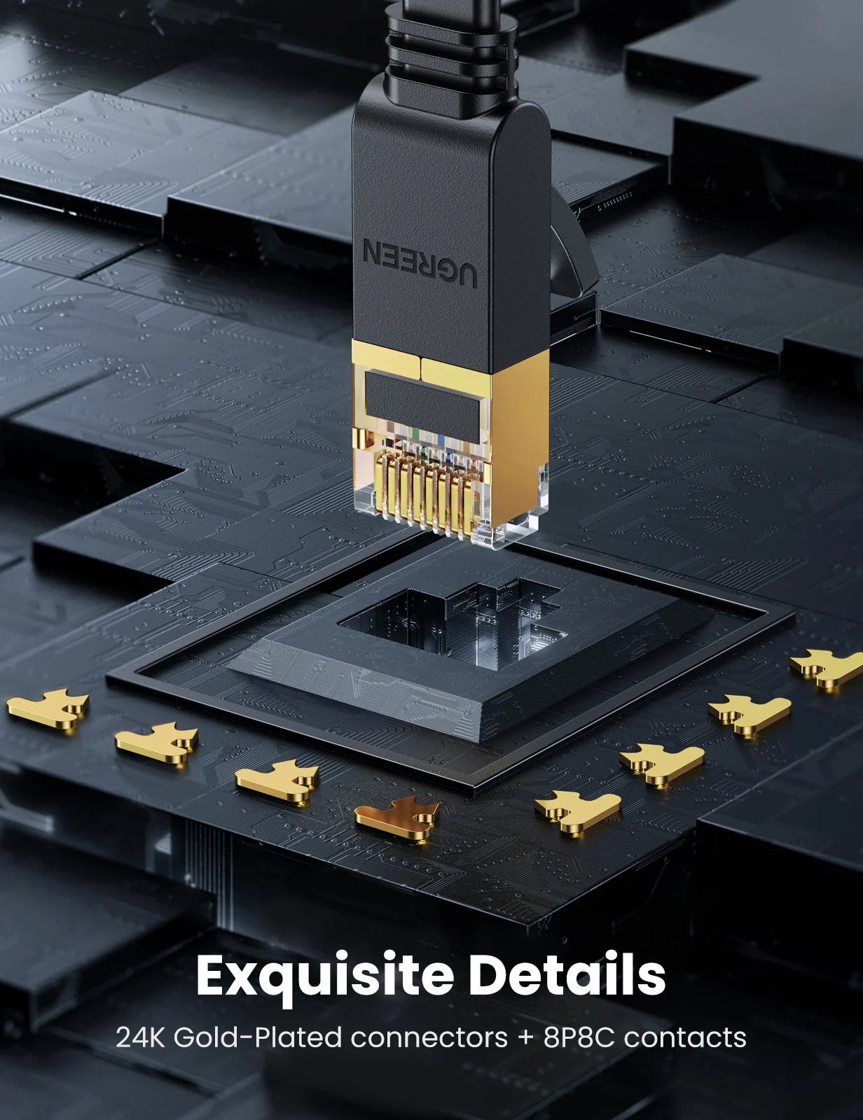 UGREEN Cat 7 Ethernet Cable 10Gbps High Speed Flat Cable Network Lan Cord RJ45 for Laptop Router PC PS5 Switch Modem Xbox