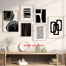 Black and White Abstract Poster Print Canvas Painting Minimalist Modern Neutral Wall Art Picture for Living Room Home Decor