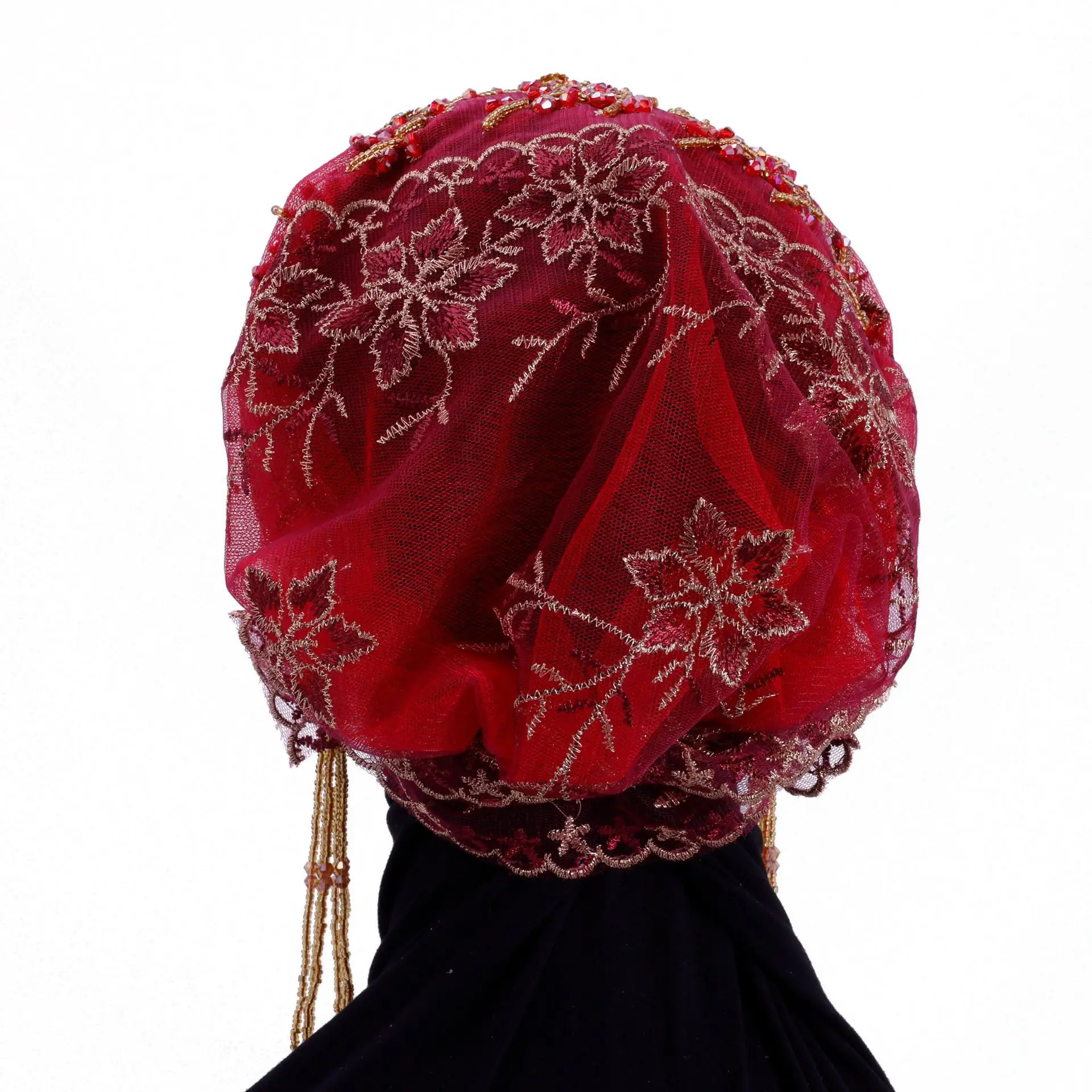 Di lusso Nappa Che Borda Ricamo Underscarf Musulmano Hijab Donne Fiore di Pizzo Turbante Cofano Cappello Interno Islam Berretti Perdita di Capelli Wrap