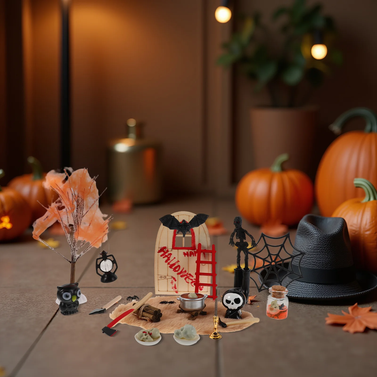 1Set Halloween Poppenhuis Accessoires Miniatuur Hars Spooky Decor Spookhuis Mini Halloween Dorp Ambachten Fairy Garden