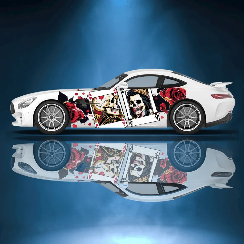 skull-print-poker-cards-red-rose-stickers-car-stickers-full-body-floral-decoration-scratch-protection-car-stickers-waterpr