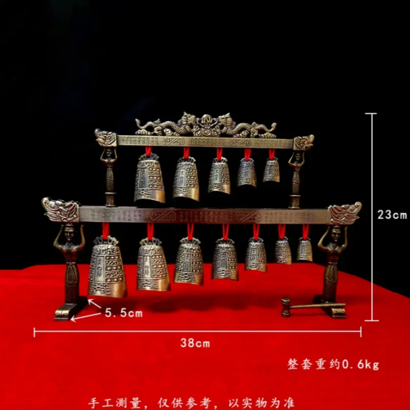 Miniature Ancient 12-Tone Inscribed Chime Bells - Exquisite Home Desktop Ornament,Traditional Chinese Musical Instrument Craft