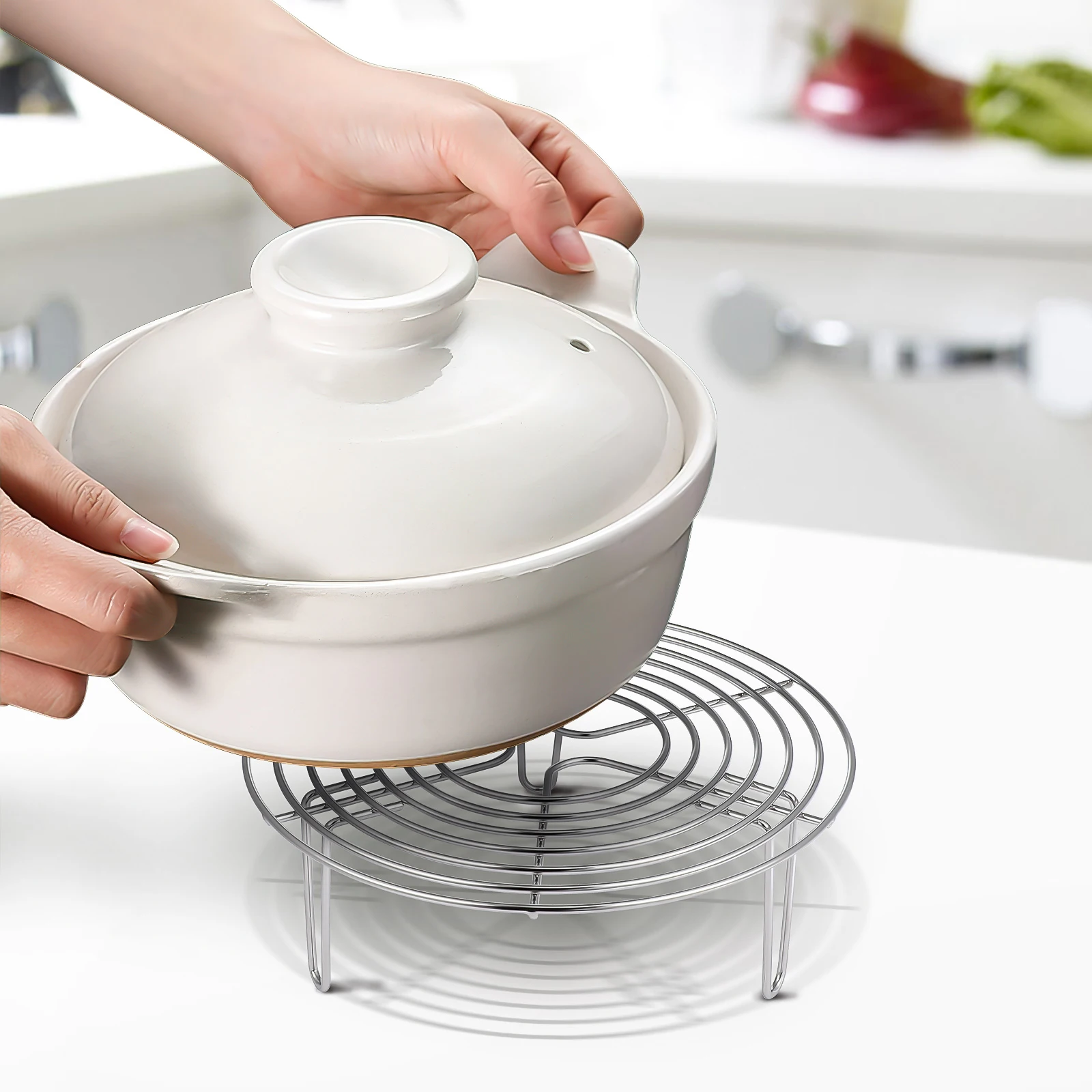 

Stainless Steel Steamer U-Shaped Cooling For Air Fryer Oven Kitchen Wire Stand Round Cooking Steaming Tool Baking