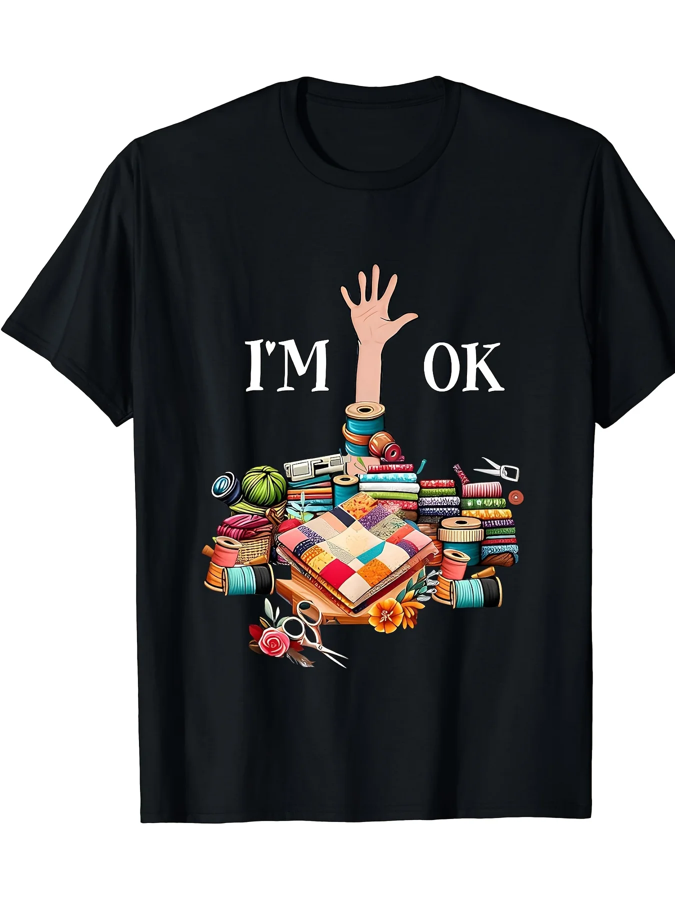 Men's Fun Sewing Patchwork Printed T-Shirt - 
