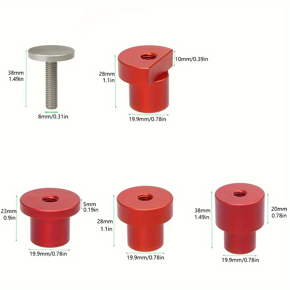 12pc/Set Workbench Table Peg lift Heighten Bench Clamp for 20mm Dog Hole Brake Stops Precision Aluminum Alloy Woodworking Tools