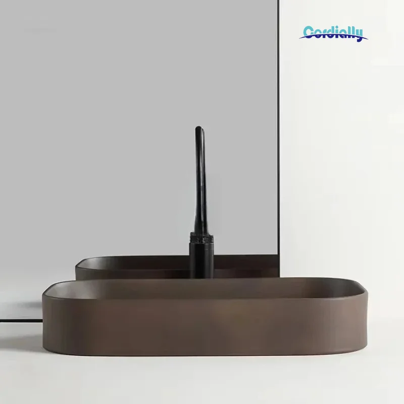 Personalized Above Counter Ceramic Basin Square Bathroom Sink Vessel Home Balcony Fixture