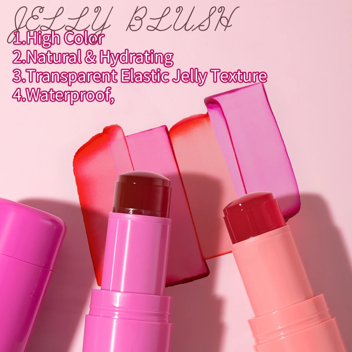 Jelly Lip Stain Hot Pink Multi-Use Waterproof Highly Pigmented Lightweight Blusher Cooling Water Jelly Tints New Maquiller