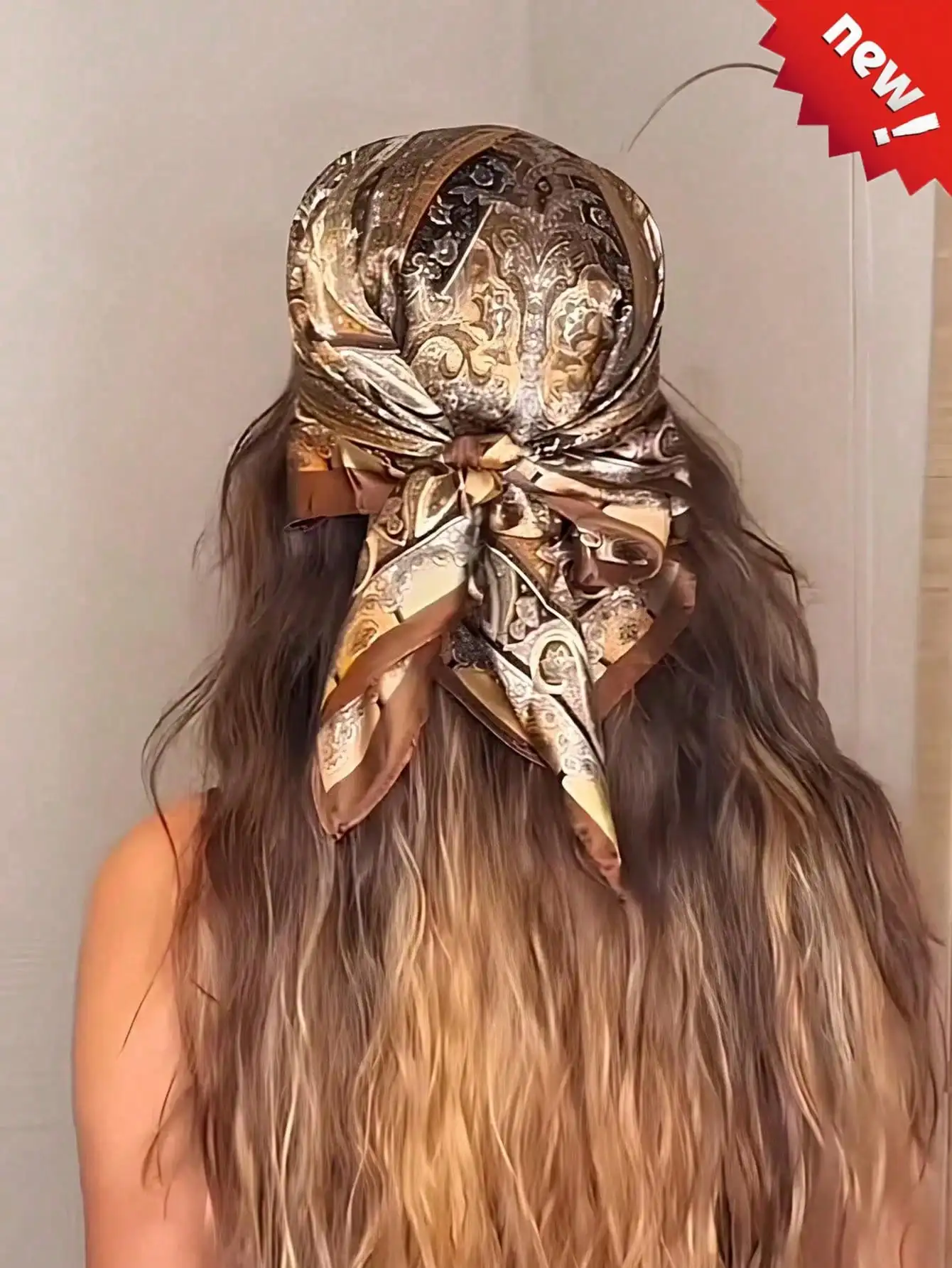 

Women's Faux Silk Square Bandana Scarf Vintage Print - Head Wrap Scarf, Neck Scarf, Bandana for Hair, Bag Ribbon Accessory