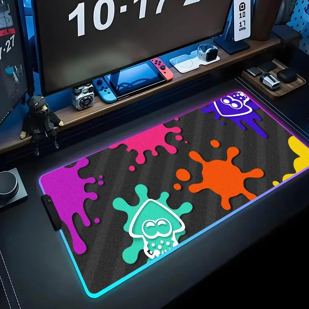 

Коврик для мыши Splatoon RGB Gaming Mousepad Большой светодиодный коврик для ПК Настольный коврик Светящийся коврик для мыши Большие коврики для клавиатуры Настольный коврик с подсветкой