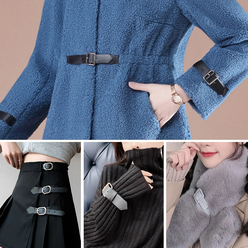 4Pairs Metal Leather Buckle Coat Windbreaker Sweater Cardigan Belt Buckle Hook Female Clothes Decoration Accessories