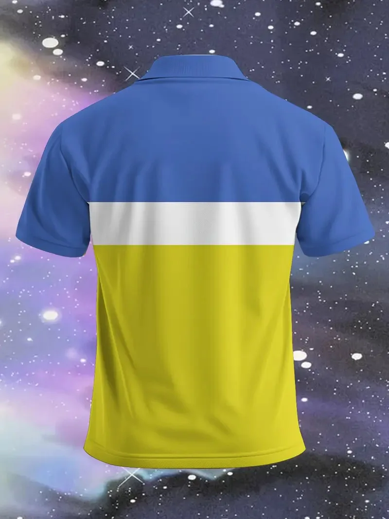 Men's fashionable and casual new polo shirt, embellished with contrasting striped design, suitable for daily casual wear