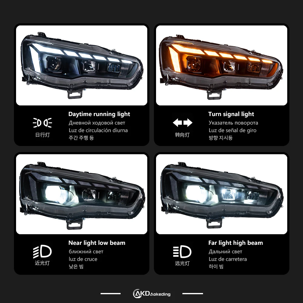 AKD نموذج سيارة لميتسوبيشي لانسر المصباح 2008-2019 لانسر EX LED المصباح LED DRL Hid زينون رئيس مصباح اكسسوارات السيارات