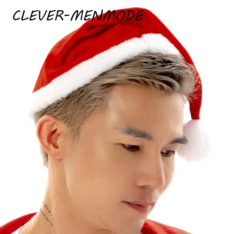 CLEVER-MENMODE Père Noël Chapeau Rouge Moelleux Peluche Adulte Enfants Noël Chapeau Festival De Noël Décor Fête Cosplay Vêtements