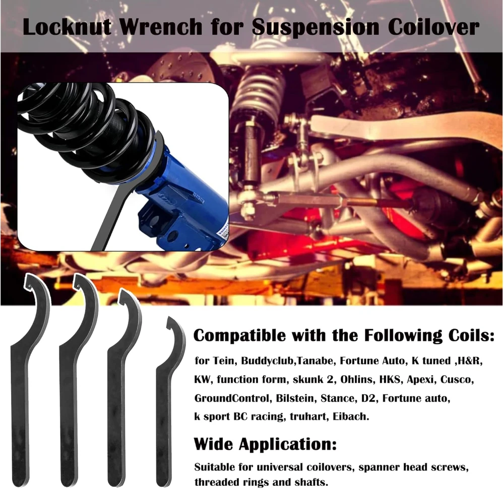 Coilover Adjustment Tool 4x Steel Spanner Wrench Compatible with Tein KW Ohlins HKS Apexi Cusco