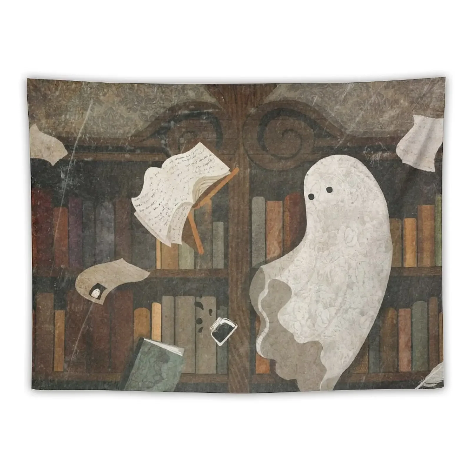 There's a Poltergeist in the Library Again... Tapestry Room Decoration Korean Style Decorative Wall Mural Tapestry