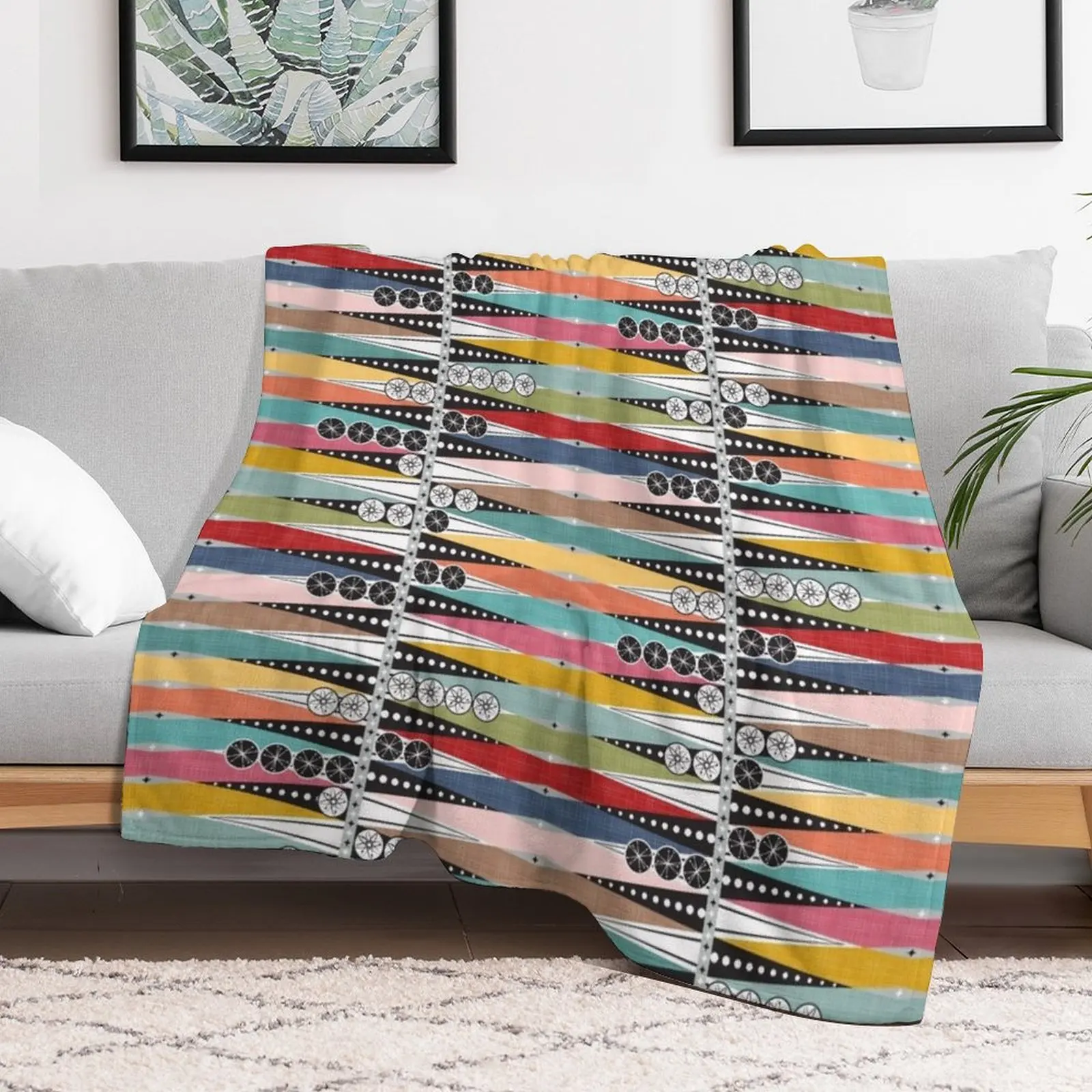 Mid Century Modern ~ Atomic Age Backgammon Throw Blanket Warm Comfortable Blanket for Office Napping